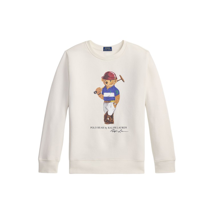 RALPH LAUREN Felpa bianca Polo Bear bambini