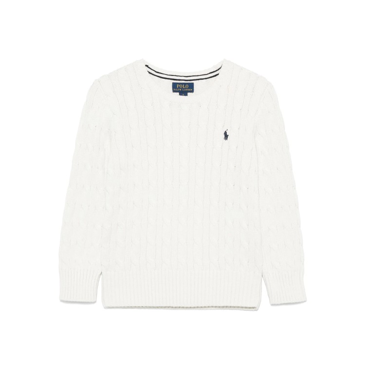 RALPH LAUREN Maglione bianco a trecce bambini