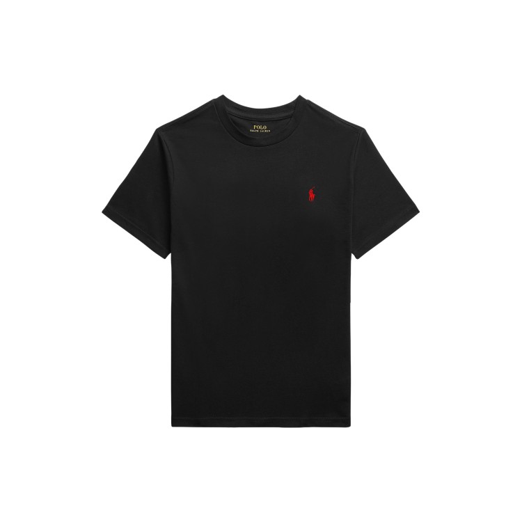 RALPH LAUREN T-shirt nera Pony rosso bambini