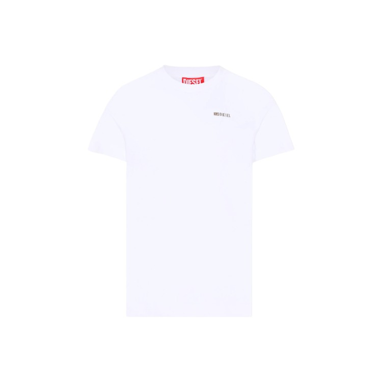 DIESEL T-shirt bianca con logo argentato bambini