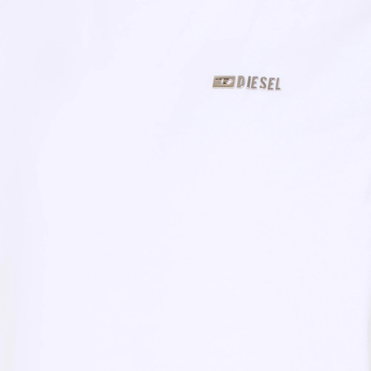 DIESEL T-shirt bianca con logo argentato bambini