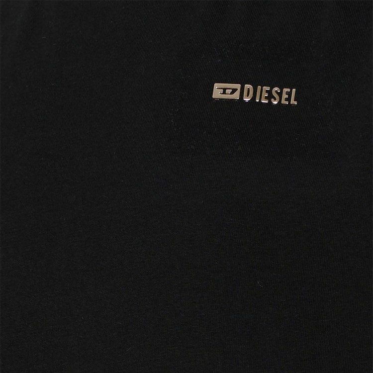DIESEL T-shirt nera con logo argentato bambini