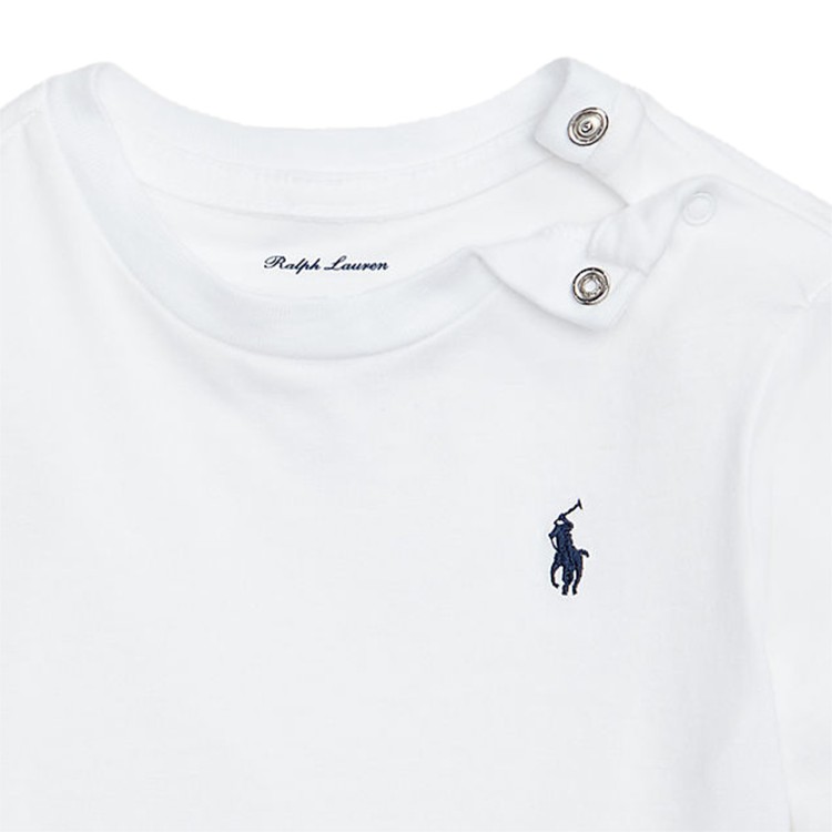 RALPH LAUREN T-shirt bianca a maniche lunghe neonati
