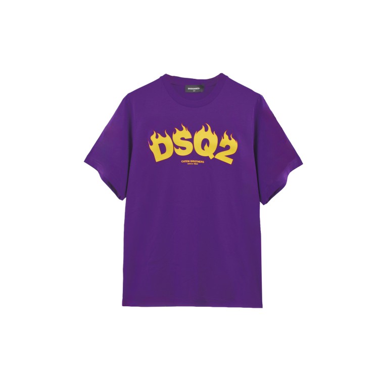 DSQUARED T-shirt viola con logo fiamme bambino