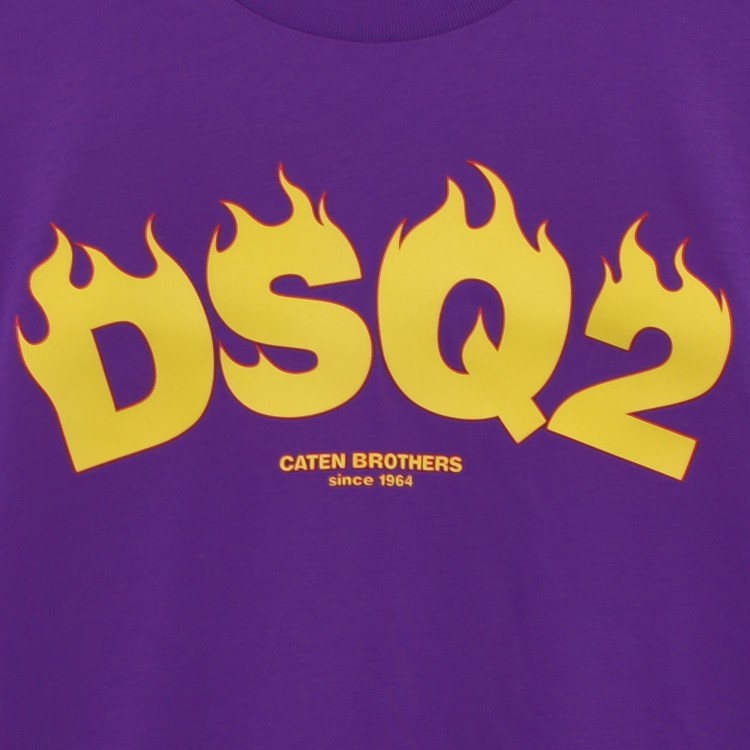 DSQUARED T-shirt viola con logo fiamme bambino