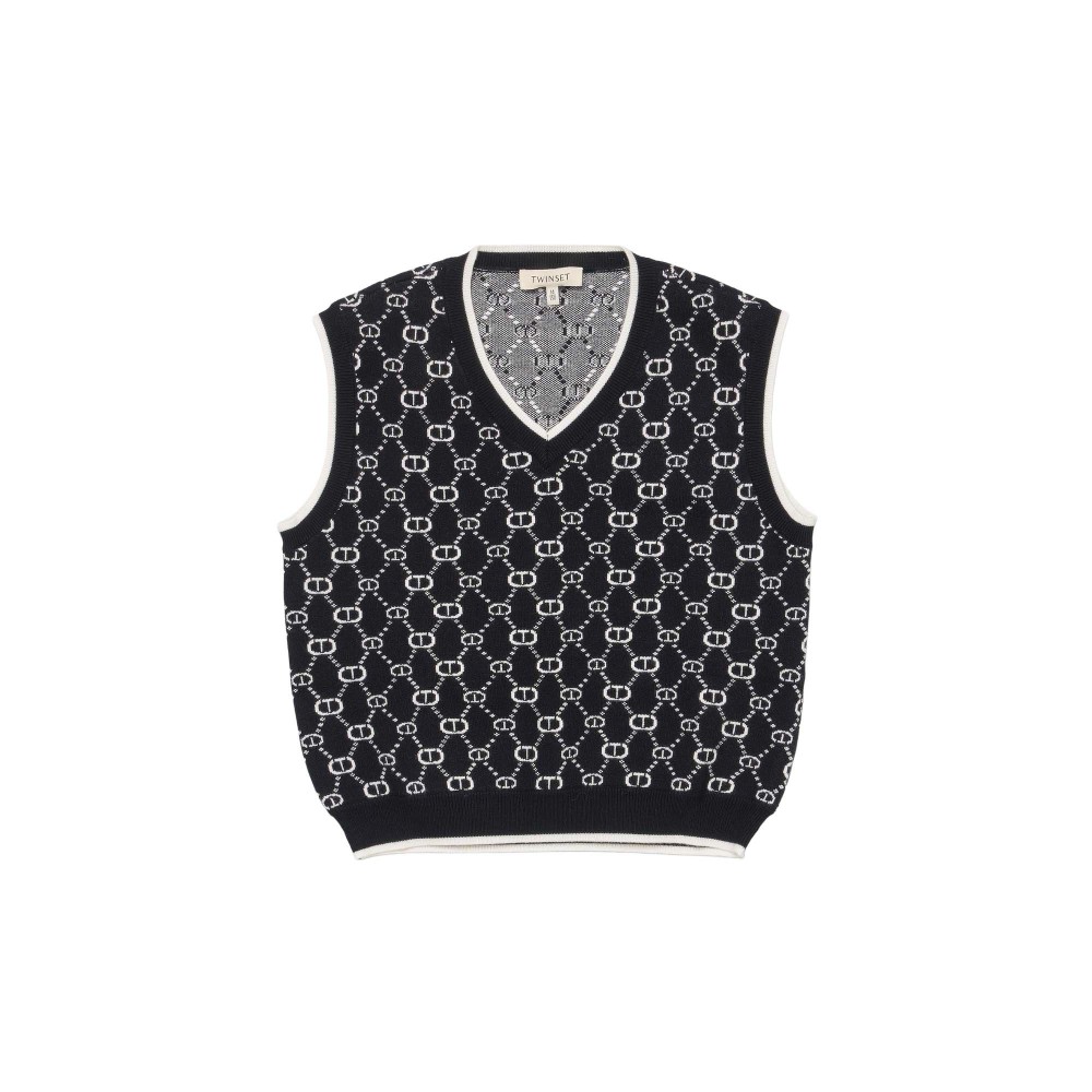 TWIN-SET Gilet corto nero...
