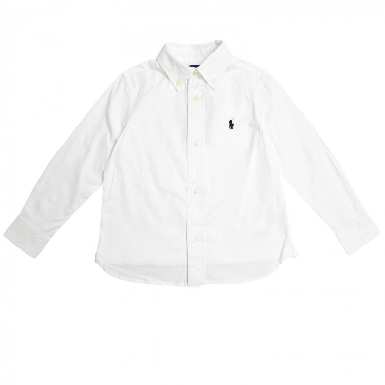 RALPH LAUREN Camicia Oxford in cotone Slim-Fit bianca bambino