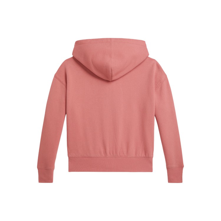 RALPH LAUREN Felpa salmone full-zip Pony bambina