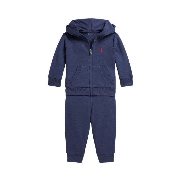 RALPH LAUREN Completo blu navy felpa e pantaloni neonati