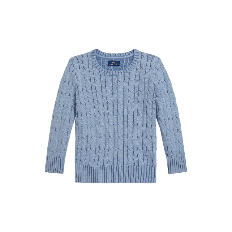 RALPH LAUREN Maglione celeste a trecce bambini