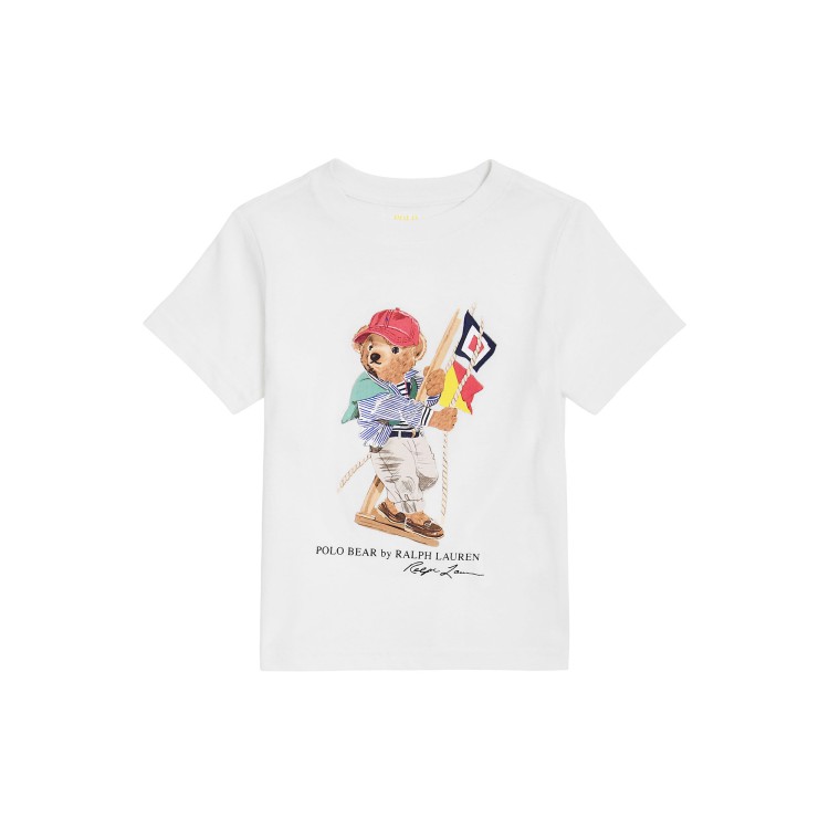 RALPH LAUREN T-shirt bianca Polo Bear bambini