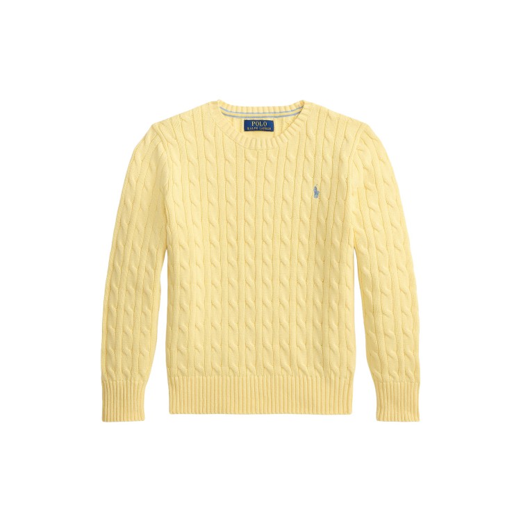 RALPH LAUREN Maglione giallo a trecce bambina