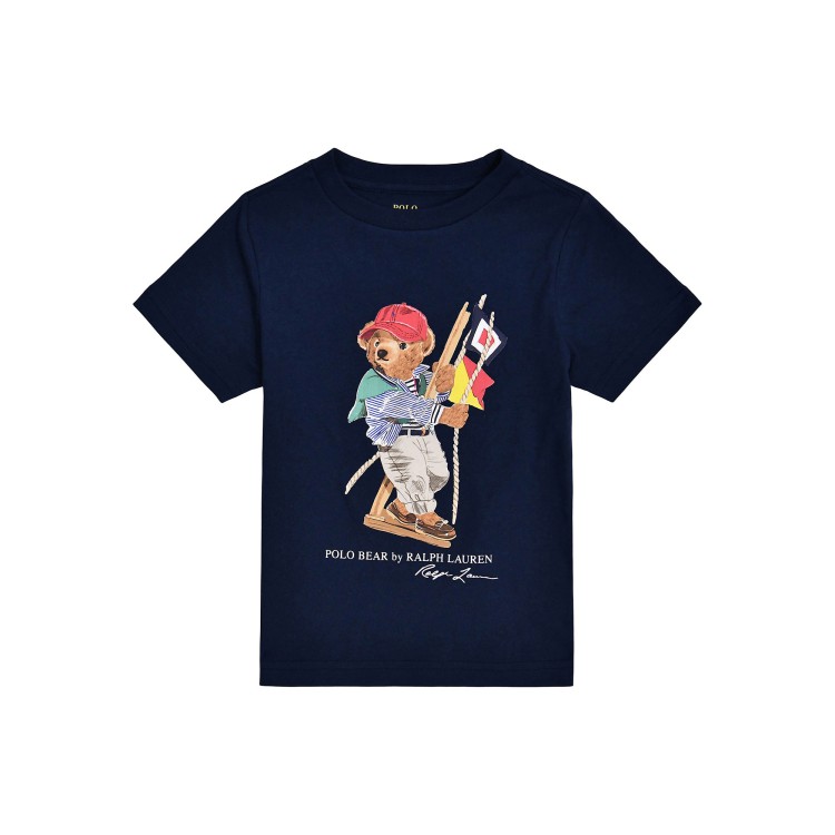 RALPH LAUREN T-shirt blu navy Polo Bear bambini
