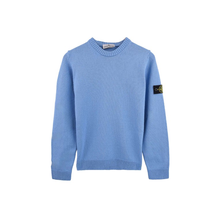 STONE ISLAND Maglia azzurra girocollo bambini