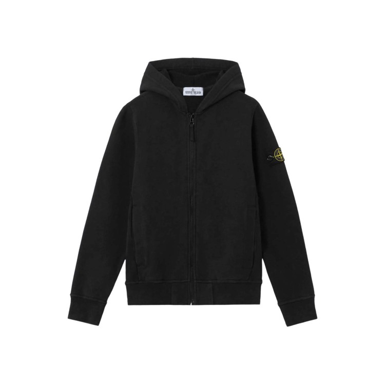 STONE ISLAND Felpa nera full-zip bambini