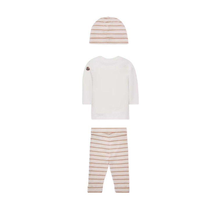 MONCLER Completo 3 pezzi beige a righe neonati