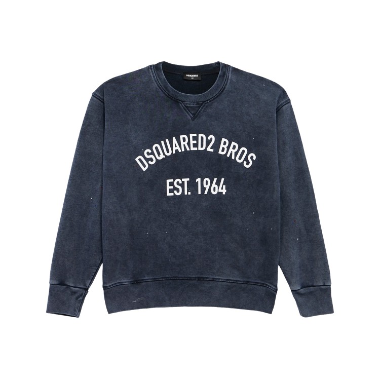 DSQUARED Felpa blu effetto slavato bambino