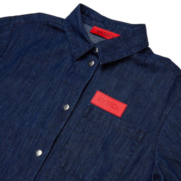 MAX&CO Camicia in denim blu con logo bambina