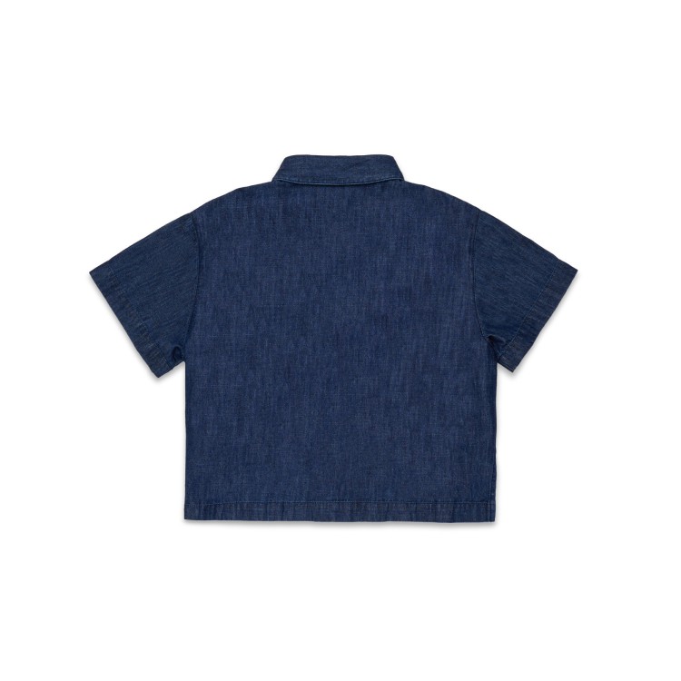 MAX&CO Camicia in denim blu con logo bambina