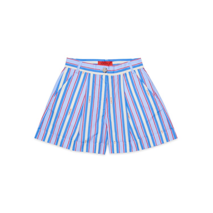 MAX&CO Shorts a righe celesti in cotone bambina