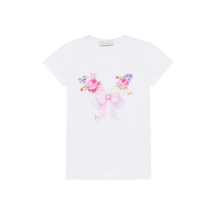 MONNALISA T-shirt bianca con fiori bambina