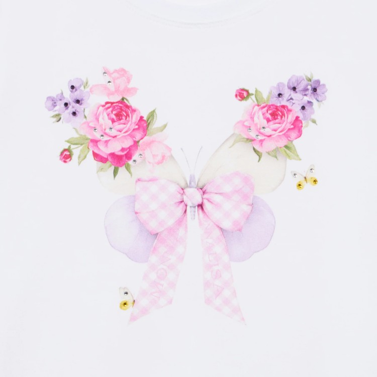 MONNALISA T-shirt bianca con fiori bambina