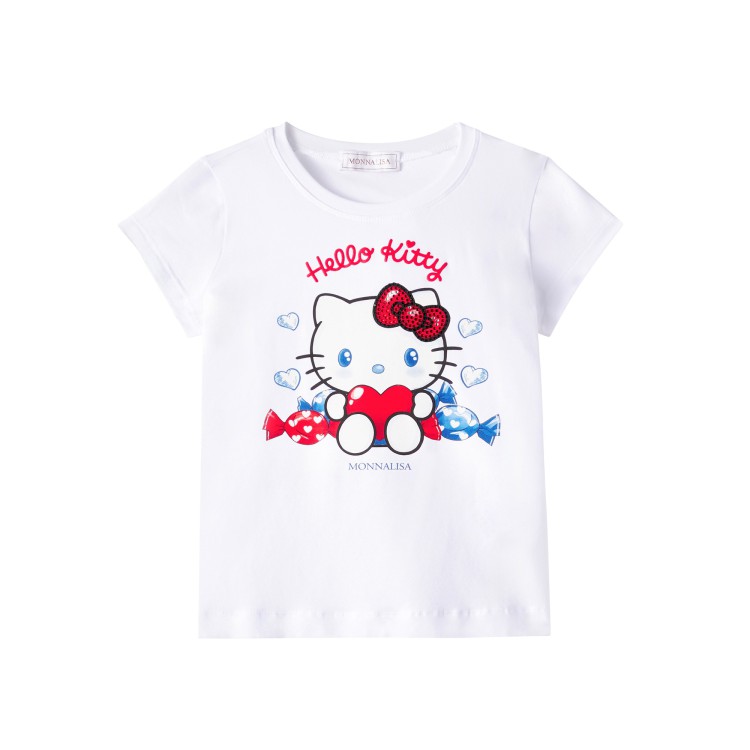 MONNALISA T-shirt bianca Hello Kitty bambina