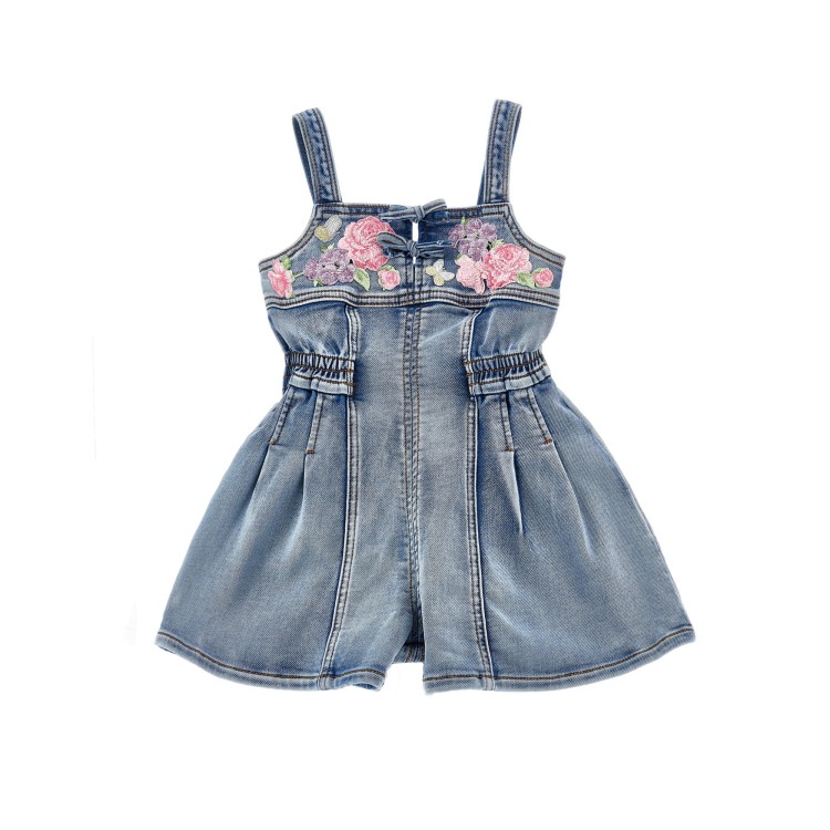 MONNALISA Salopette in denim con fiori bambina