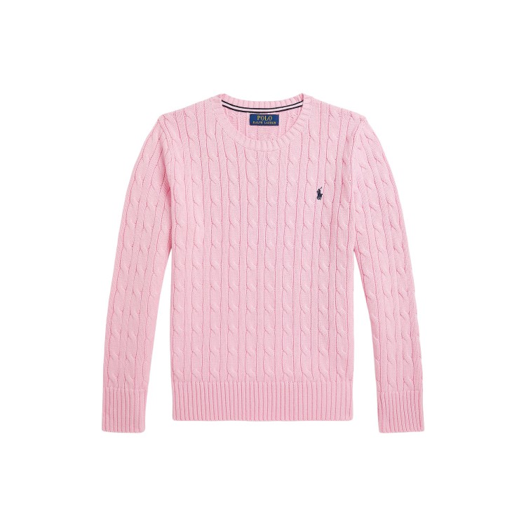 RALPH LAUREN Maglione rosa a trecce bambina