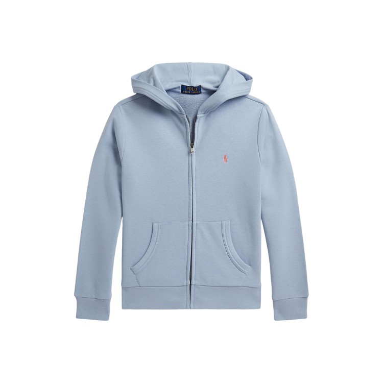 RALPH LAUREN Felpa celeste Pony full-zip bambini