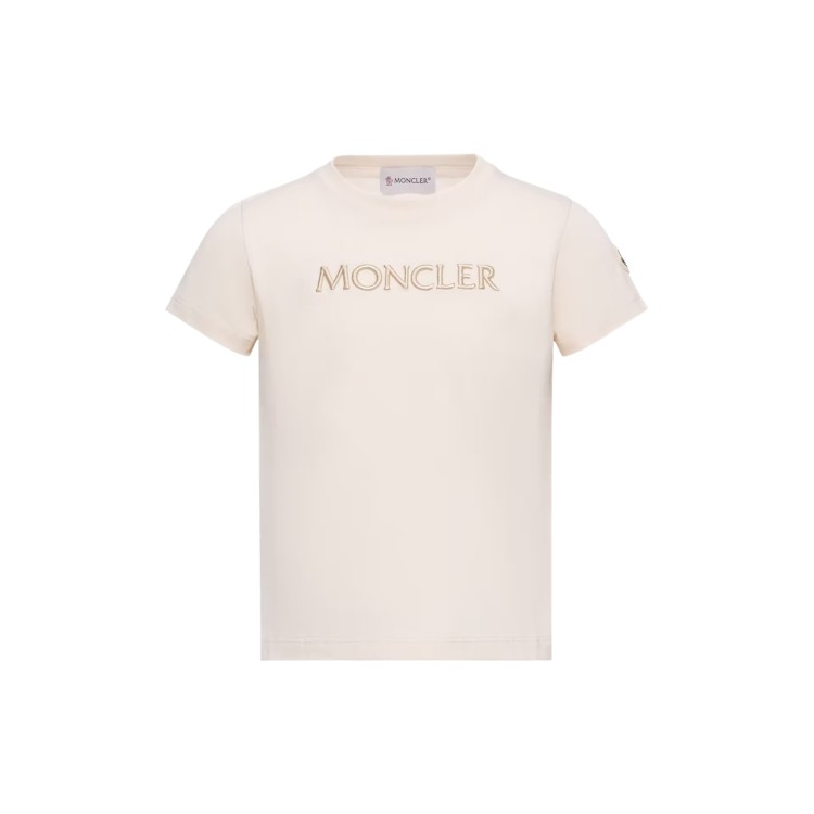 MONCLER T-shirt crema con logo ricamato bambini