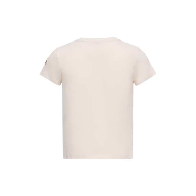 MONCLER T-shirt crema con logo ricamato bambini