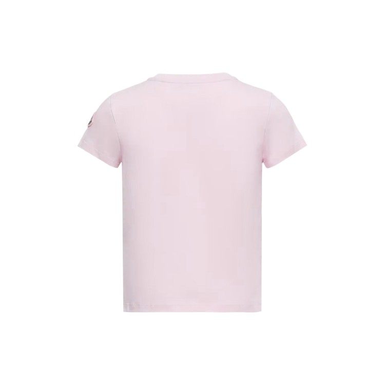MONCLER T-shirt rosa con logo ricamato bambini