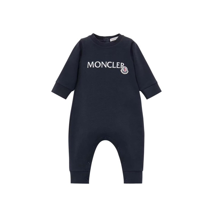 MONCLER Tutina blu navy in cotone neonati