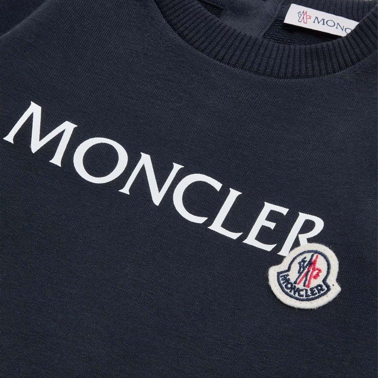 MONCLER Tutina blu navy in cotone neonati