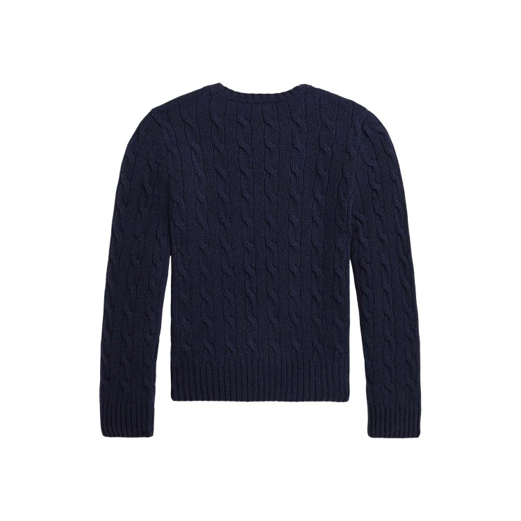 RALPH LAUREN Maglione blu navy con trecce bambini