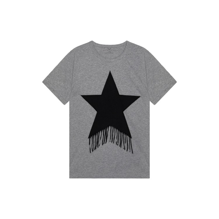 STELLA McCARTNEY T-shirt grigia con stella e frange bambina