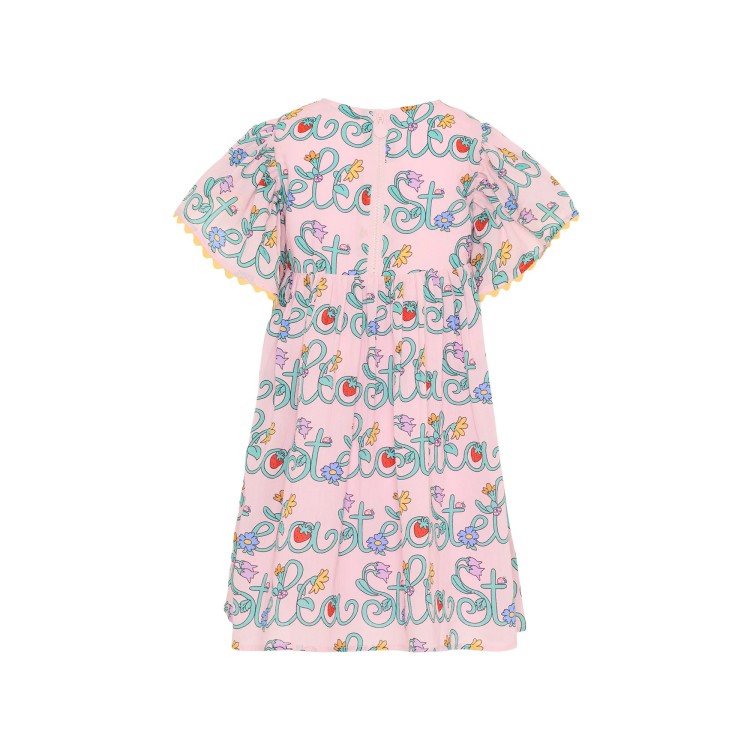 STELLA McCARTNEY Abito rosa con logo e fiori bambina