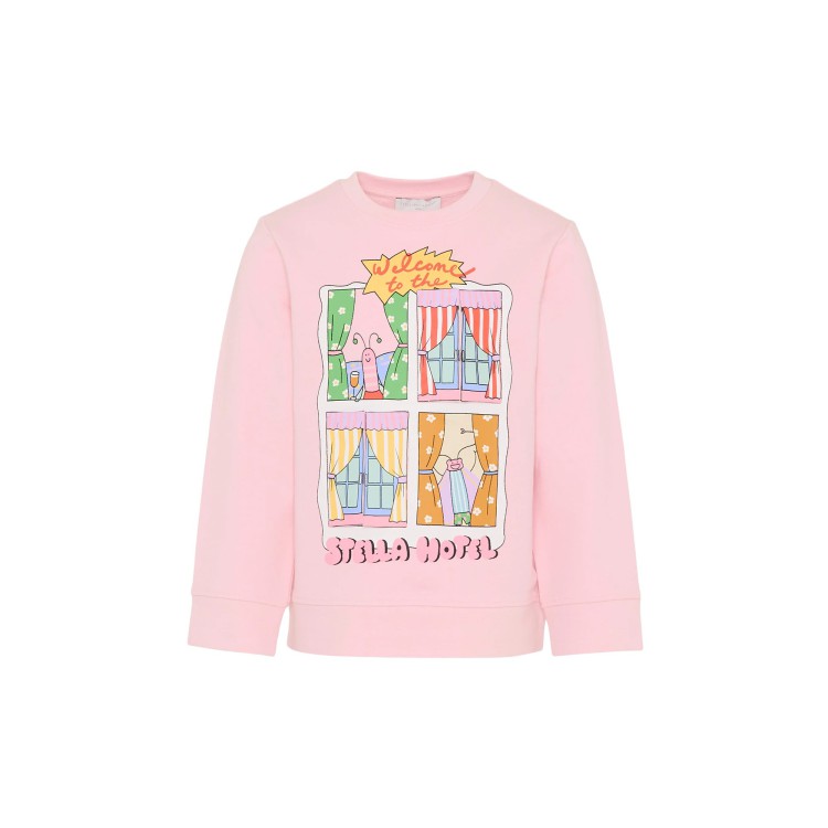 STELLA McCARTNEY Felpa rosa con stampa multicolor bambina