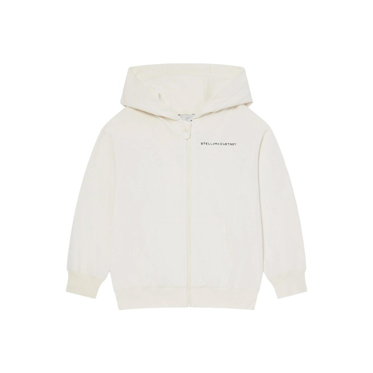 STELLA McCARTNEY Felpa crema full-zip con cappuccio bambina