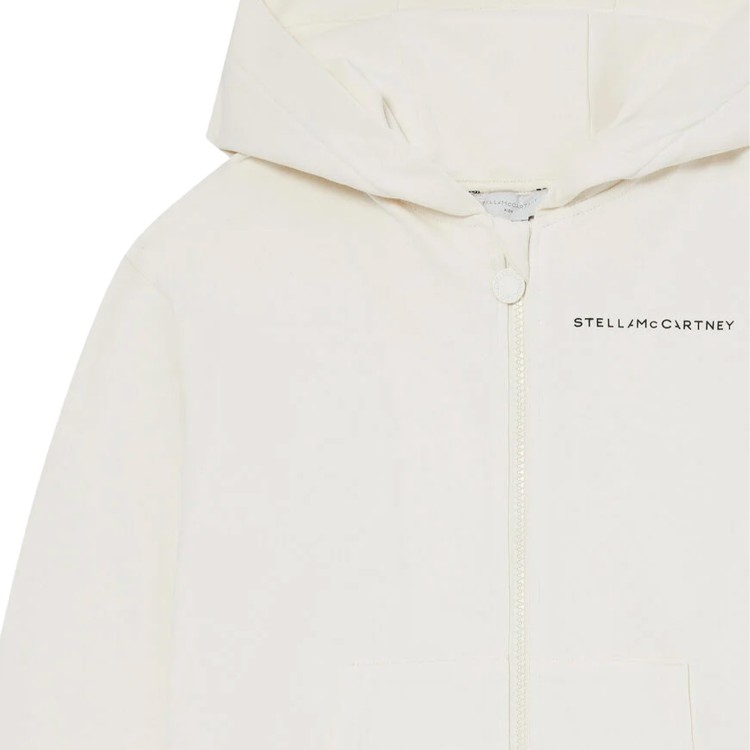 STELLA McCARTNEY Felpa crema full-zip con cappuccio bambina