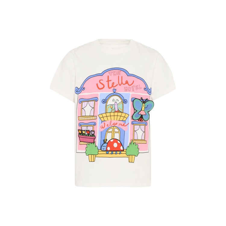 STELLA McCARTNEY T-shirt bianca con stampa multicolor bambina