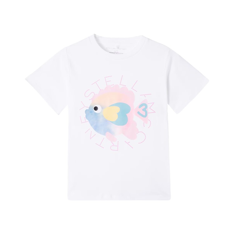 STELLA McCARTNEY T-shirt bianca con stampa multicolor bambina