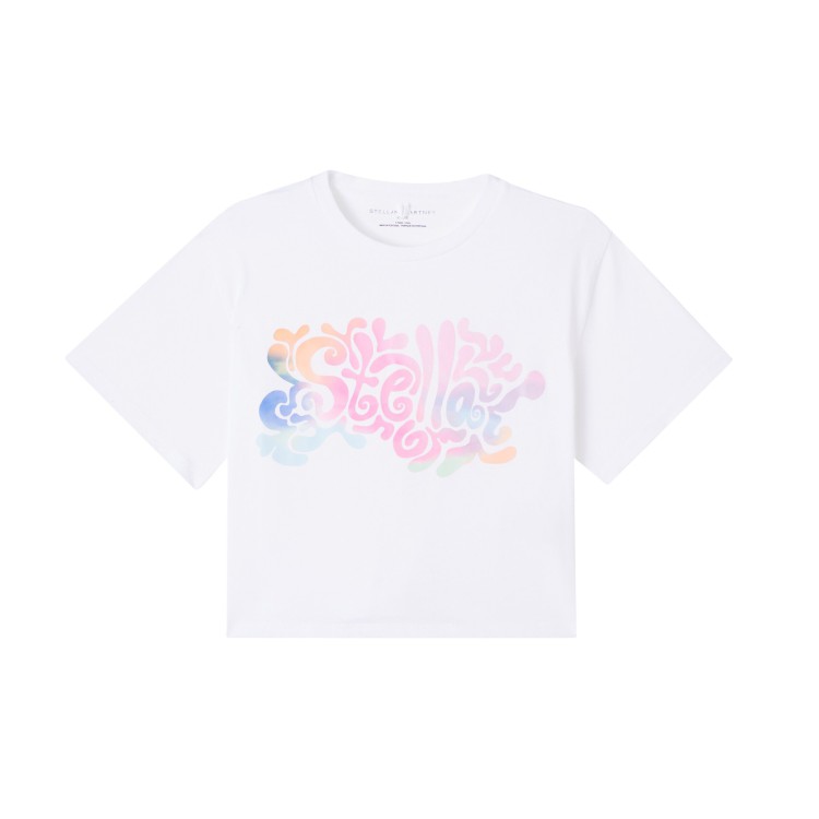 STELLA McCARTNEY T-shirt bianca con logo multicolor bambina