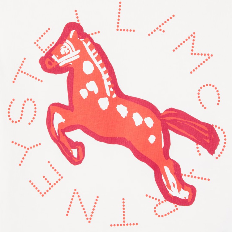 STELLA McCARTNEY T-shirt bianca con stampa cavallo bambina
