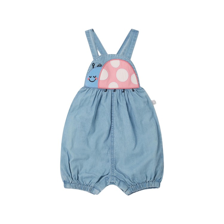 STELLA McCARTNEY Pagliaccetto in denim con coccinella neonata
