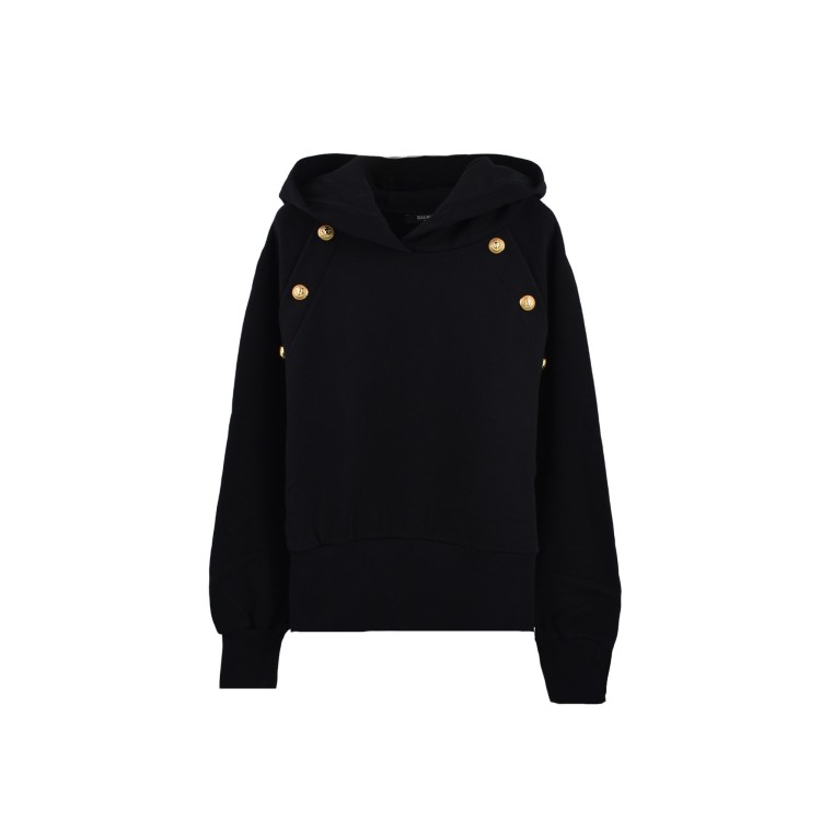 BALMAIN Felpa nera con cappuccio bambina