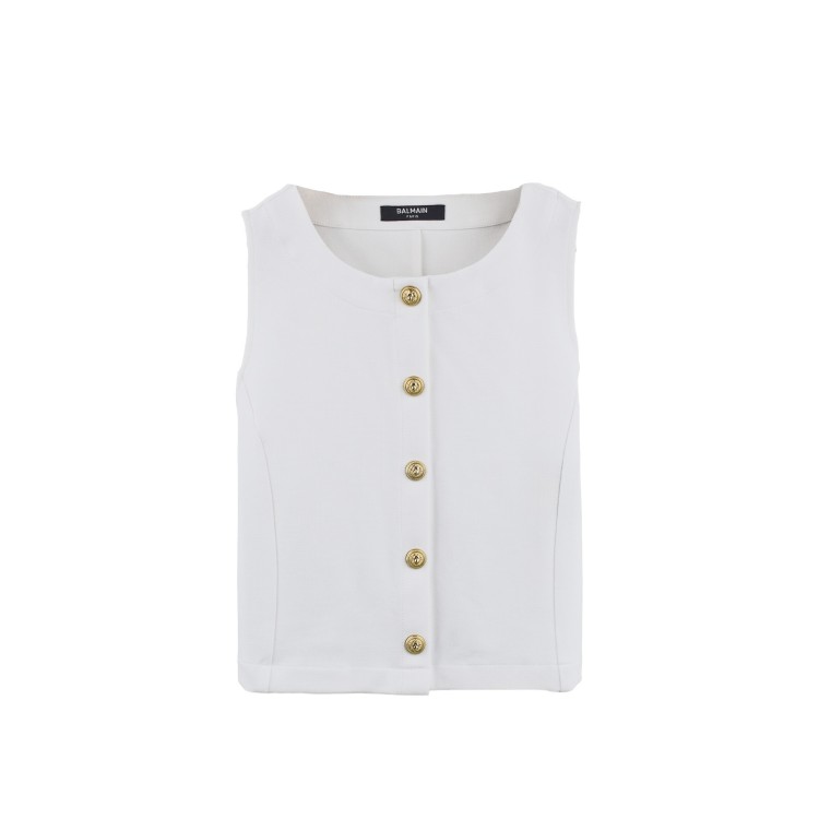 BALMAIN Top bianco a corpetto bambina