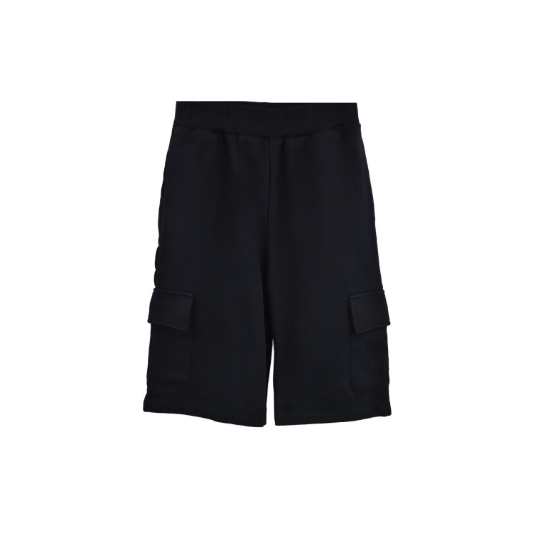 BALMAIN Shorts neri in felpa cargo bambino