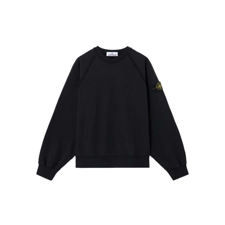 STONE ISLAND Felpa nera girocollo bambini